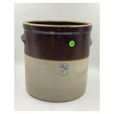 3 GALLON PRIMIITIVE STONEWARE CROCK