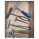 JEWELERS, 2 METAL HANDLED BALL-PEENS, 1 BRASS
