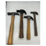 VAUGHAN, 2 STANDARD & SMALL UNMARKED CLAW HAMMERS