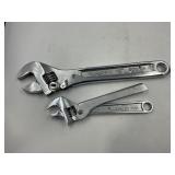 (2) SCREW ADJUST CRESCENT TYPE WRENCHES W/