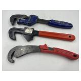 SELF-ADJUSTING PIPE WRENCHES (3) - 11" HUSKY,