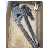 (2) QUICK ADJUST PIPE WRENCHES - IMPIRE 18" &