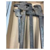 (4) VICTOR SELF ADJUST PIPE WRENCHES - 15" - 19