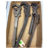 (4) SELF ADJUST PIPE WRENCHES - SHEFFY - 12" - 17"