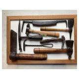 DISPLAY BOARD W/ MULTIPLE BLACKSMITH MADE TOOLS -