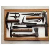 DISPLAY BOARD W/ MULTIPLE BLACKSMITH MADE TOOLS -