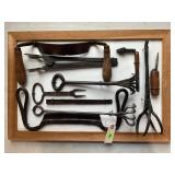 DISPLAY BOARD W/ MULTIPLE BLACKSMITH MADE TOOLS -