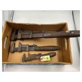 (3) COES MONKEY WRENCHES - 10" - 21"