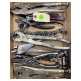 LOT OF CHAIN WRENCHES & ODD VISE GRIPS