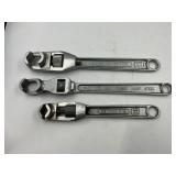(3) AJDUSTABLE BOX WRENCHES - POCKET SOCKET 10",