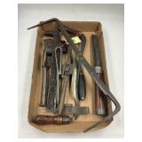 LOT OF FILE MADE BLACKSMITH PIECES - DRAW KNIVES,