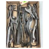 LOT OF BLACKSMITH MADE TOOLS - WRENCHES, SCRAPERS,