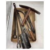 LOT OF BLACKSMITH MADE TOOLS - CHISEL, LARGE SCOOP