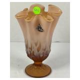 FENTON AMBER CAMEO OPALESCENT LILY OF THE VALLEY