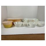 FIRE KING MILK GLASS WHEAT LOAF PAN, MEADOW GOLD