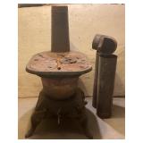 CAST IRON PRIMITIVE COOKING STOVE - CRACKED - 24"X