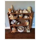 FOUR SHELF WOOD DISPLAY WITH CONTENTS - CHALK