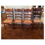 LOT OF 4 PRESSED BACK WICKER BOTTOM ANTIQUE CHAIRS