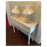 SOFA TABLE WITH PAIR OF LAMPS - 13" X 37" X 28"