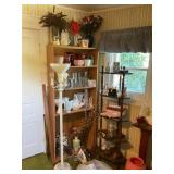 LOT OF TWO SHELVES AND CLOSET WITH CONTENTS -