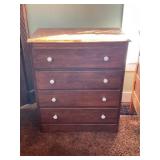 ANTIQUE WOOD FOUR DRAWER DRESSER - 29" X 16" X