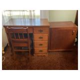 WOOD TWO SHELF CUPBOARD WITH CONTENTS - CHINA,