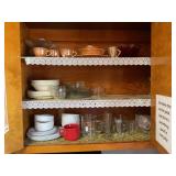 CONTENTS OF KITCHEN CABINETS - FIRE KING PEACH
