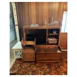 FLATSCREEN TV, TV STAND, 1 DOOR STAND, OTTOMAN,