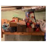 SHELF FULL OF CHRISTMAS DECORATIONS - MANY VINTAGE