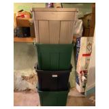 4 STORAGE TOTES FULL OF CHRISTMAS DECORATIONS -