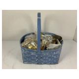 BASKET FULL OF ESTATE COSTUME JEWELRY - BROACHES,