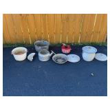 ENAMELWARE CHAMBER POT, LIDS AND MORE