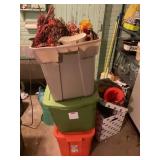 LOT OF 3 TOTES AND BOX OF FALL, HALLOWEEN AND