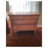 ANTIQUE OAK FOUR DRAWER DRESSER - 40" X 20" X 34"