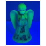 FENTON HAND PAINTED BURMESE SATIN GLASS URANIUM
