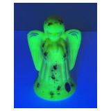 FENTON HAND PAINTED BURMESE SATIN GLASS URANIUM