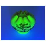 FENTON HAND PAINTED BURMESE SATIN GLASS URANIUM