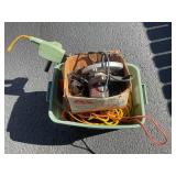 TOTE OF EXTENSION CORDS, SCRAP WIRE AND CORDED