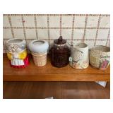 LOT OF 5 COOKIE JARS - SOME MISSING LIDS