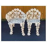 PAIR OF VICTORIAN CAST IRON ORNATE GARDEN CHAIRS