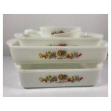 FIRE KING MILK GLASS CHANTICLEER ROOSTER CASSEROLE