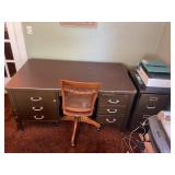 METAL OFFICE DESK WITH CHAIR - 60" X 34" X 30" AND