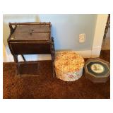 ANTIQUE SEWING BOX ON LEGS WITH LARGE SELECTION