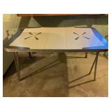 MID CENTURY MODERN STEEL LEG KITCHEN TABLE W/LEAF