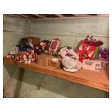 SHELF FULL OF CHRISTMAS DECOR - MANY VINTAGE PCS.