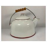 ENAMELWARE RED & WHITE COFFEE POT WITH LID