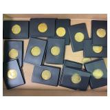 Box of Pinnacle MLB and NHL Gold Coins HOF