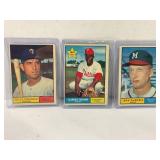 Lot of (3) 1961 Topps High Number Baseball Cards