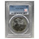 1881 S MORGAN SILVER DOLLAR PCGS MS64