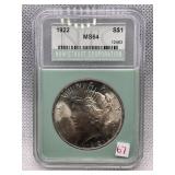 1922 PEACE DOLLAR NTC MS64